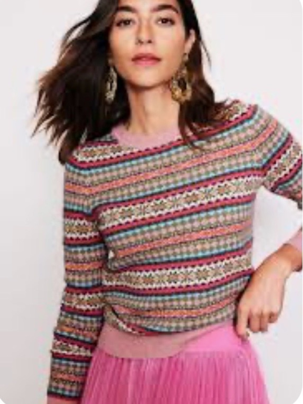 Boden Edie Multicolor Fair Isle Crewneck Sweater Jumper XS NWT